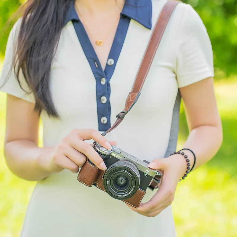Сумка для фотоаппарата из искусственной кожи для Sony A7C2, защитный чехол A7CR, кожаный чехол, аксессуары с базовым ремнем (art.: 3920cfbd1e239) - 3920cfbd1e239