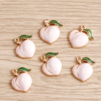 10pcs 1717mm cute peach charms for jewelry making enamel summer fruit charms pendant for diy necklaces earrings crafts supplies