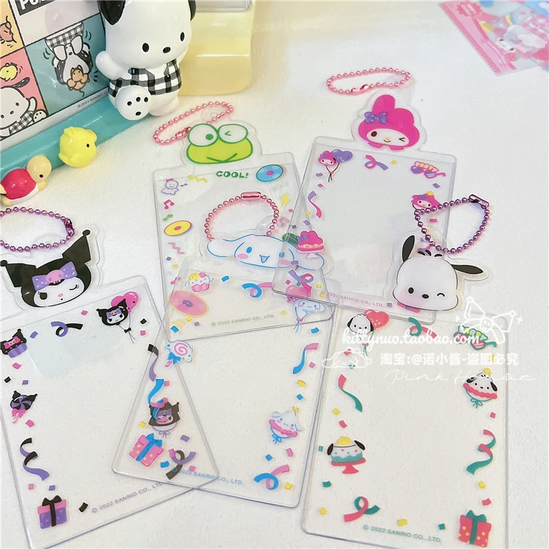 

Kawaii My Melody Kuromi Cinnamoroll ПВХ кармашек для карт с подвеской аниме Sanrio девушка сердце Милая идол Фото чехол для хранения