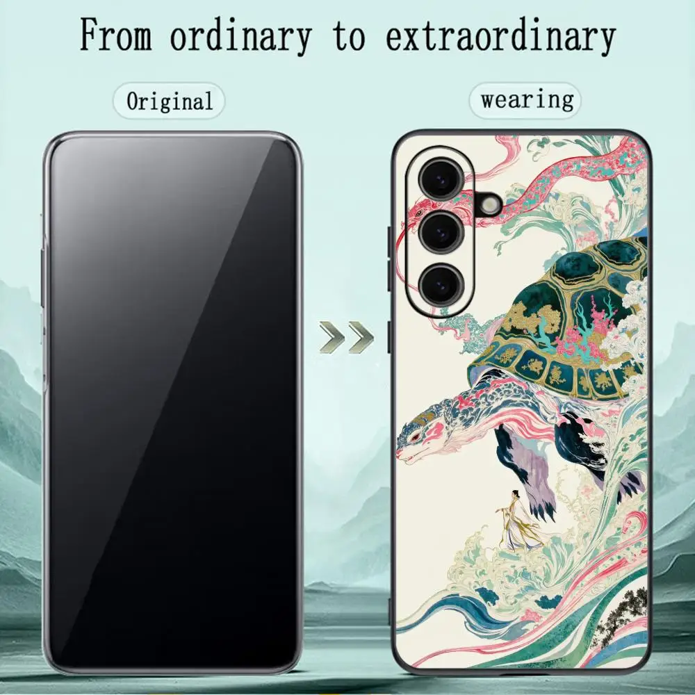Фото Чехол для телефона с рисунком в стиле японской живописи укиё-э для Samsung Galaxy S26 S25 S24 S23 S22 S21 Plus Ultra Note20, мягкий, черный №5