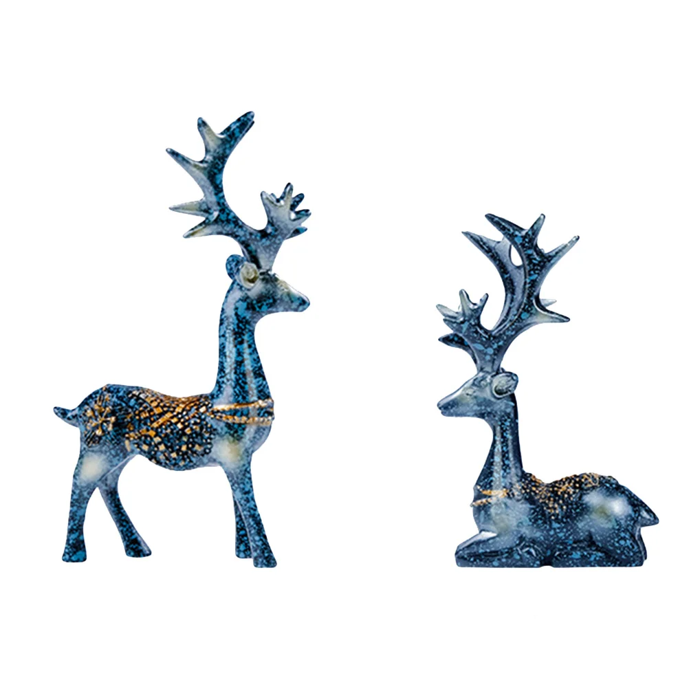 

Christmas Reindeer Deer Statue Figurine Ornament Decoration Table Car Antler Figure Party Figurinesdecorations Resin Toys