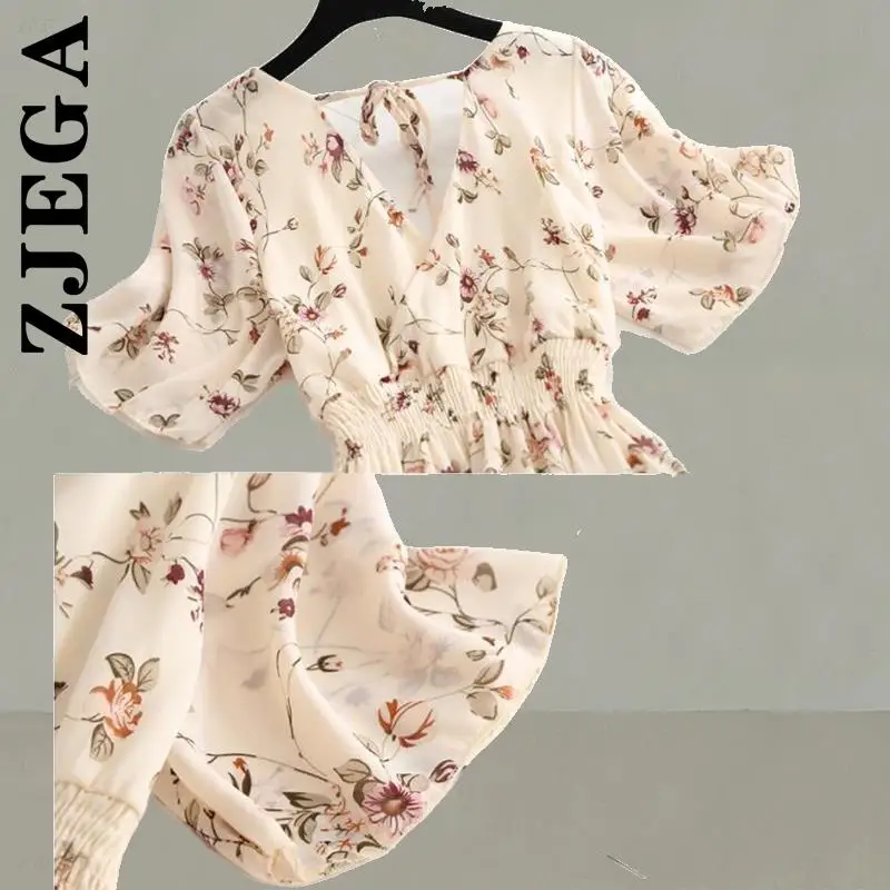 Платье Zjega женское Модное шифоновое платье с оборками и открытой спиной коротким