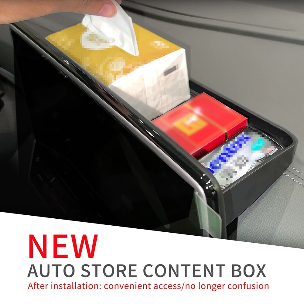 

Durable High Grade High Quality Practical To Use Brand New Car Dashboard Tray 1x Behind Screen Storage Box Black