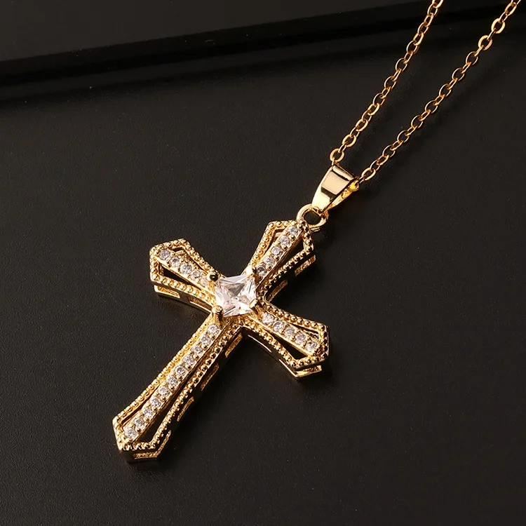 Высококачественное ожерелье с подвеской в стиле хип-хоп FeelNiche и крестом