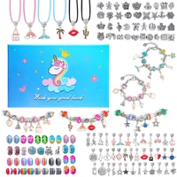 127pcs luxury blue unicorn bracelet set for women diy jewelry making accessories metal charms pendant for christmas gift