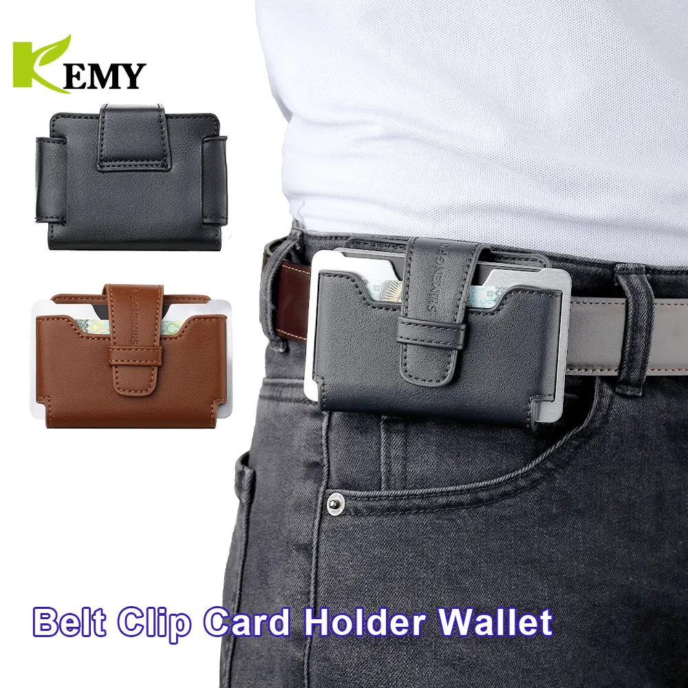 

Kemy New Men smart wallet Card Holder Metal Microfiber leather Aluminum Alloy Business Tactical Men wallet
