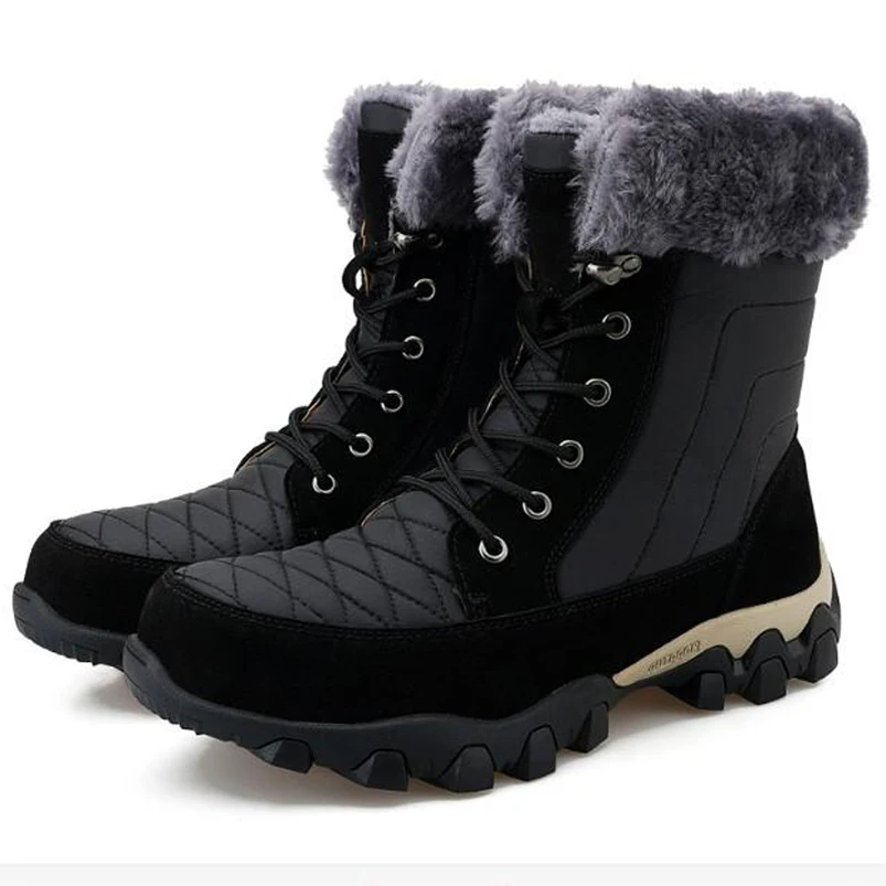 Zhengyahua Natural Cow Leather Boots Men Natural Wool Comfortable 2022 Warm Winter Boots Men's Waterproof Hiking Boot for Rubber