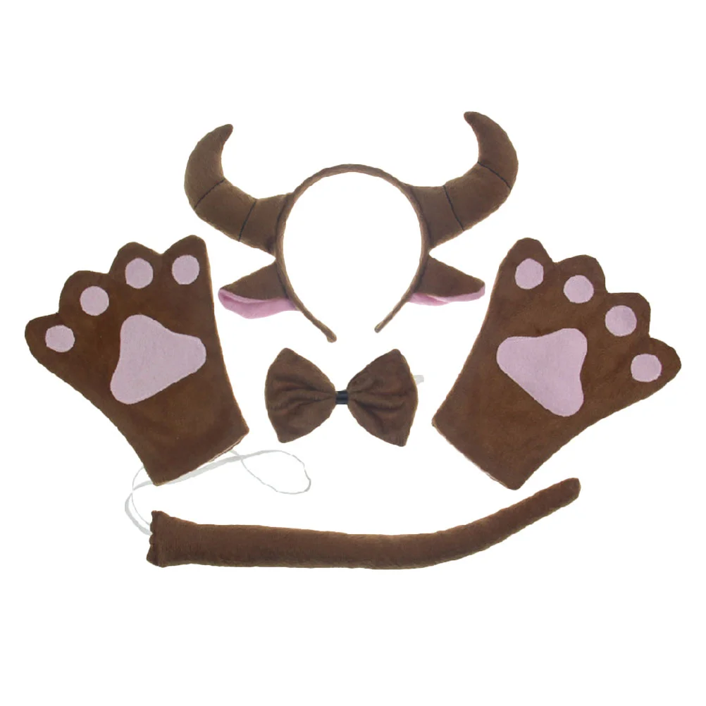 

Головная повязка с большим гудком для костюма коровы, для сцены, перчатки для хвоста крупного рогатого скота, товары для косплея на Хэллоуин, костюм с короткими плюшевыми ушками