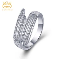 guginkei fashion double layer zircon rings geometric silver 925 jewelry women wedding jewelry 925 sterling silver ring