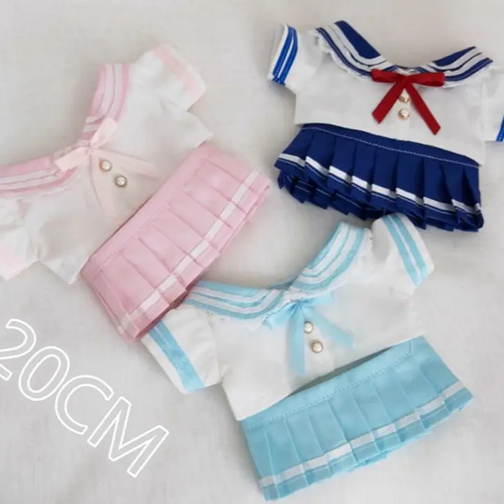 

New 2PC Handmade 20cm Doll Clothes 4color Navy Suit Sailor Skirt Kpop Plush Dolls Outfit Toys Baby Doll's Accessories Cos Suit