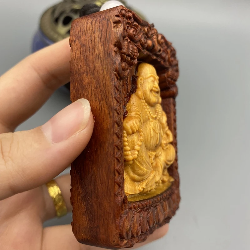 

Деревянная резьба Maitreya, подвеска Будды для мужчин и женщин, Брендовое ожерелье Будды с безопасным транспортным рисунком Будды, резьба по массиву дерева