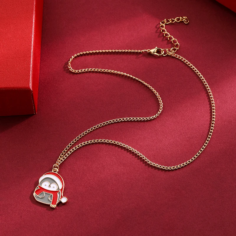 Праздничное колье с подвеской "Модный Рождественский Подарок" для женщин, регулируемое с изображением Санта-Клауса, елки, колокола и снеговика, украшение для вечеринок и аксессуары для ювелирных изделий.