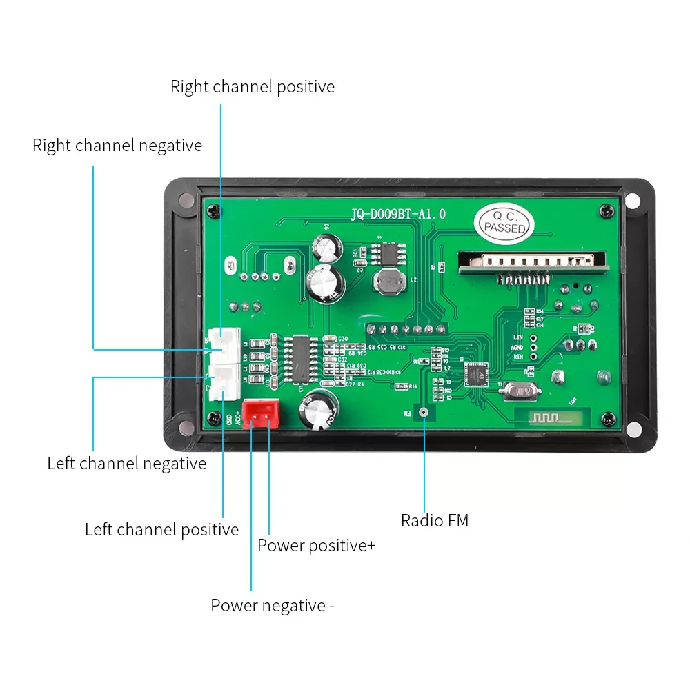 

NEW2023 Amplifier MP3 Player Decoder Board DC 5V-26V Support Call Recording BT 5.0 Car FM Radio Module Support TF USB AUX 3.5 WA