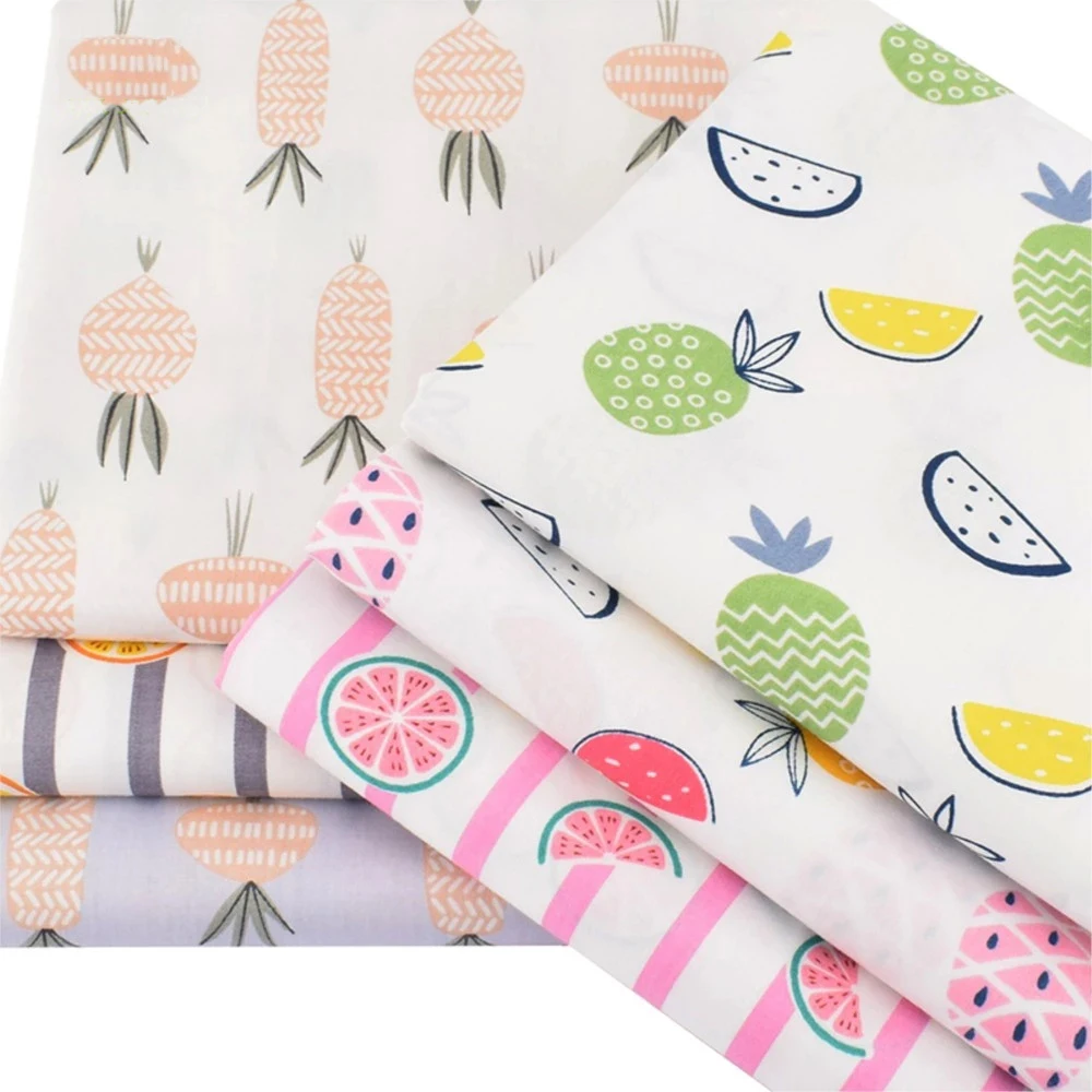 

6pcs/Lot Twill Cotton Fabric Fruit Series Patchwork Cloth DIY Sewing&Quilting Fat Quarters Material For Baby&Kids 20*25cm