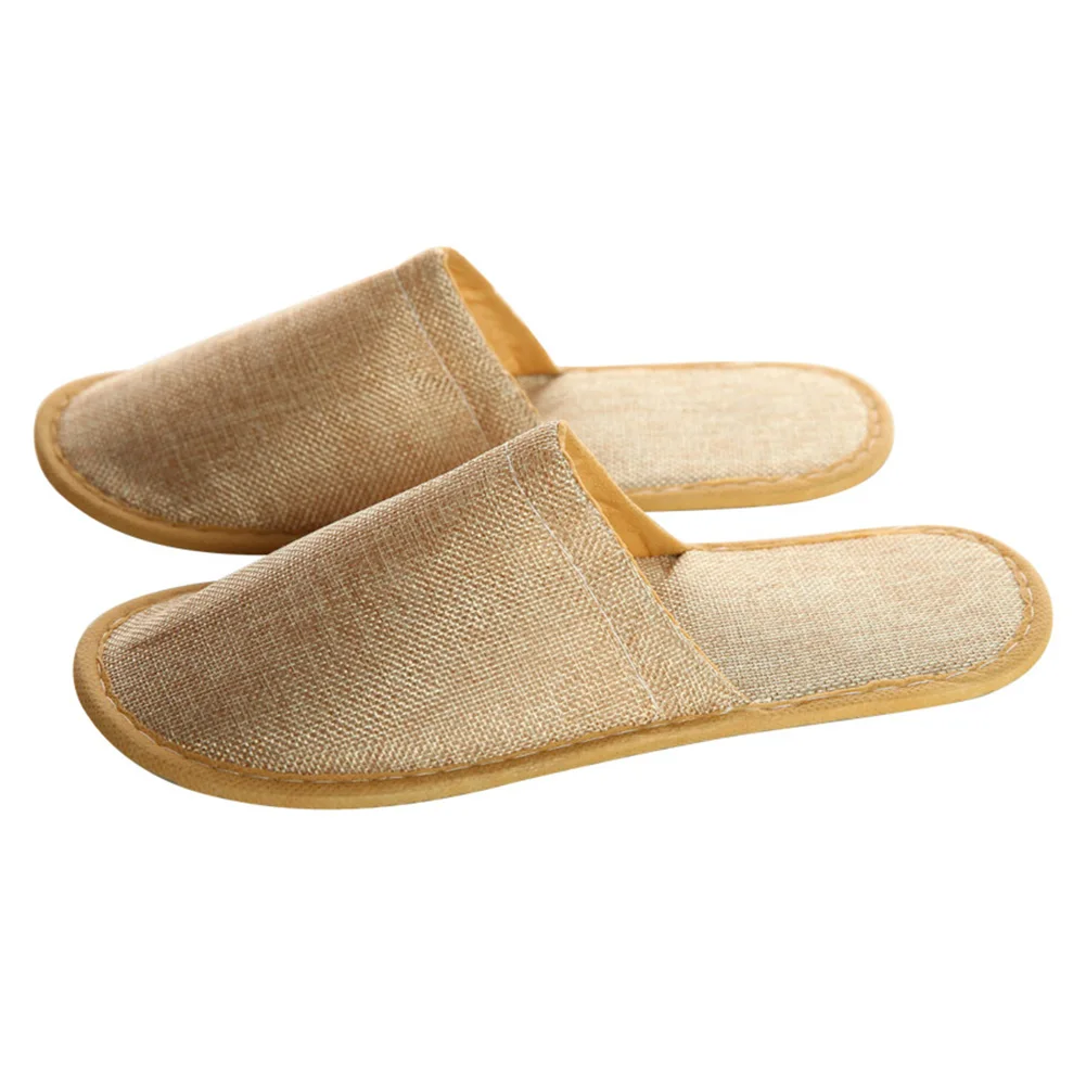 

5 Pairs Disposable Anti Slip Linen Spa Travel Hotel Unisex Homestay Soft Comfortable Adults Home Guest Gift Casual Slippers