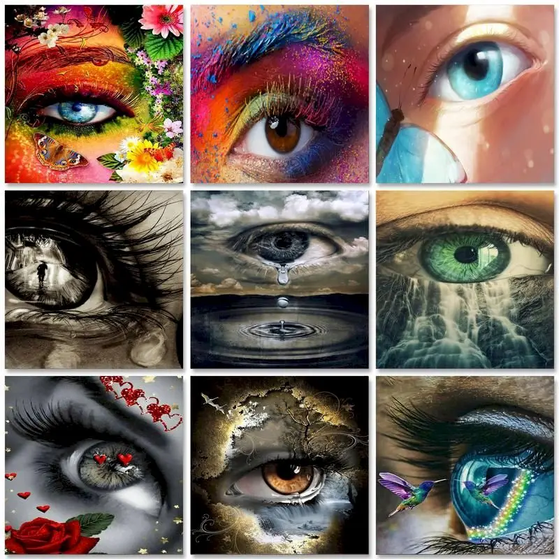 

GATYZTORY Acrylic Painting By Numbers Eyes DIY Paint By Numbers On Canvas Handpaint 60x75cm Frameless Figure Home Decor