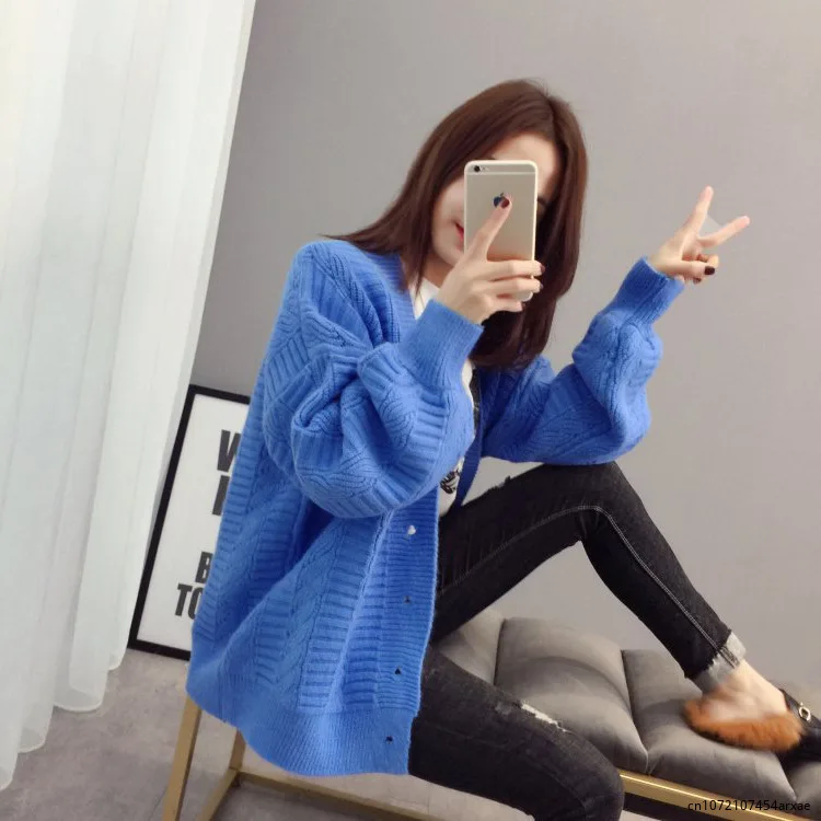 Свитер кардиган куртка женский свободный корейский студенческий свитер для