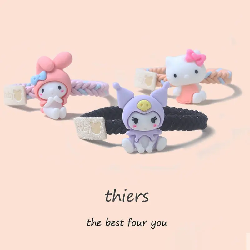

Kawaii Sanrio Kuromi Kitty My Melody Cinnamoroll Cute Cartoon Braided Hair Rope Bracelet Dual Purpose Couple Hair Accessories