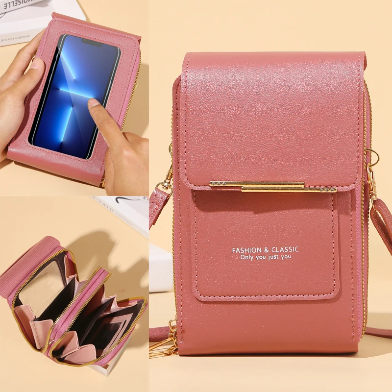 

Women's Bag Soft Leather Wallets Touch Screen Cell Phone Purse Handbags Fashion Crossbody Bags Strap Shoulder Bag 2023 New Trend