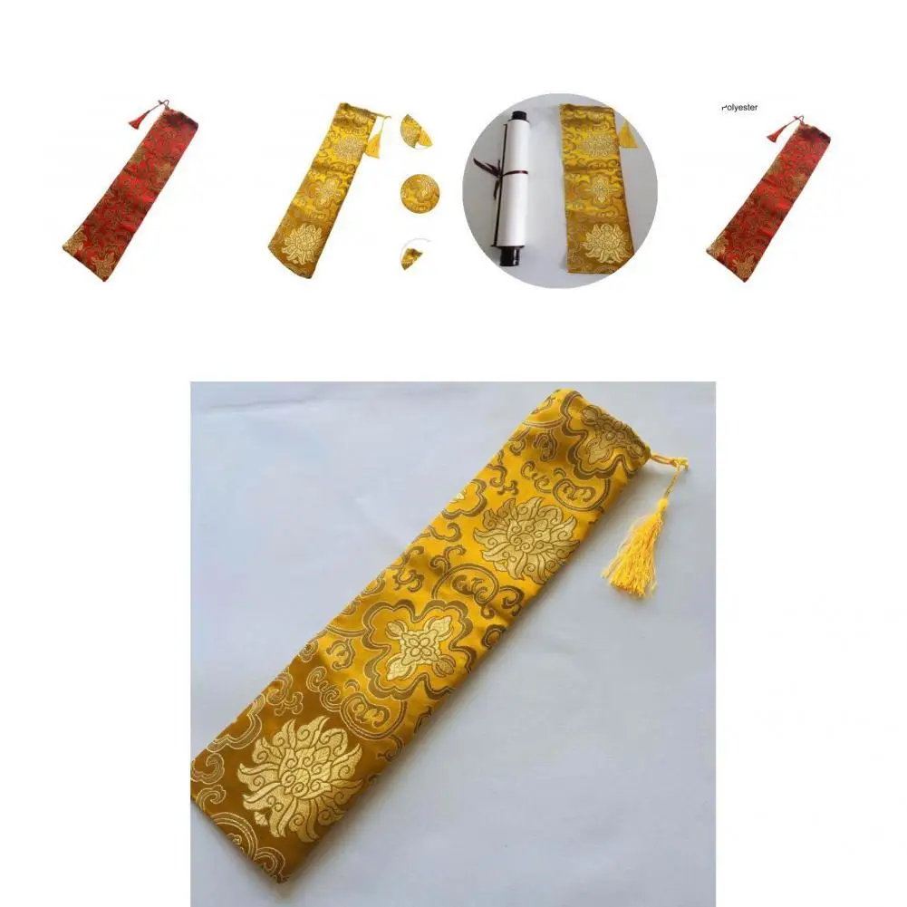 

Tear Resistant 2Pcs Durable Exquisite Pattern Poster Tube Polyester Art Roll Storage Bag Chinese Style