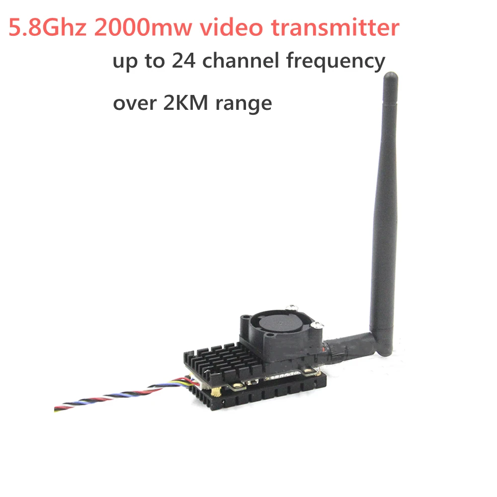 

Over 2Km Range 5.8Ghz 2W FPV Wireless Transmitter TS582000 5.8G 2000MW 8CH Video AV Audio Sender