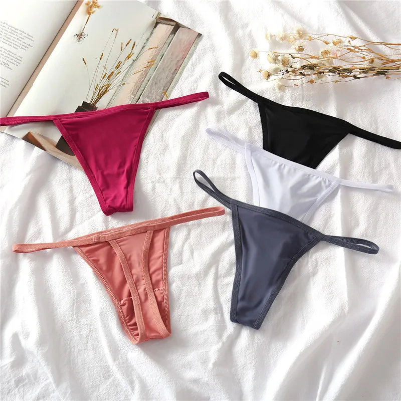 3Pcs/set Sexy Low-rise Thongs Women Bikini Panties T-back Underpants M-XL Female G-String Panty Ladies Thong Lingerie for - купить по