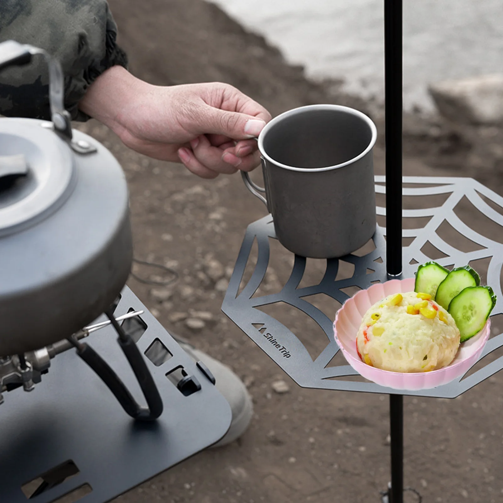 

Lantern Holder TrayLightweight Metal Camping Lantern Stand Camping Mini Table Plate Set Durable Stable And Reinforced Versatile