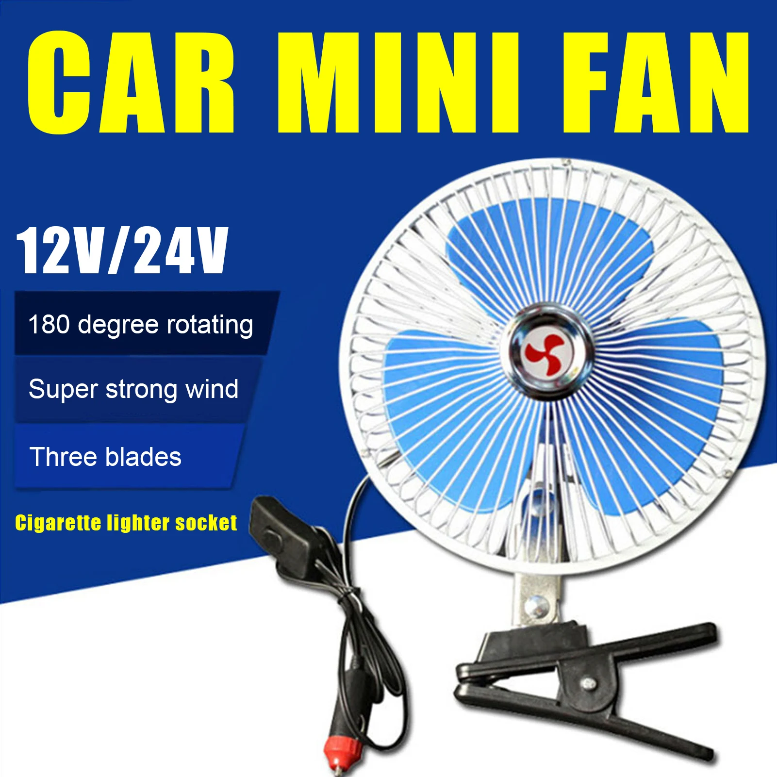 12V/24V Electric Auto Car Fan Cooling Low Noise Clip-on Summer Cooling Fan Truck Vehicle Wind Air Cooling Conditioner Fans