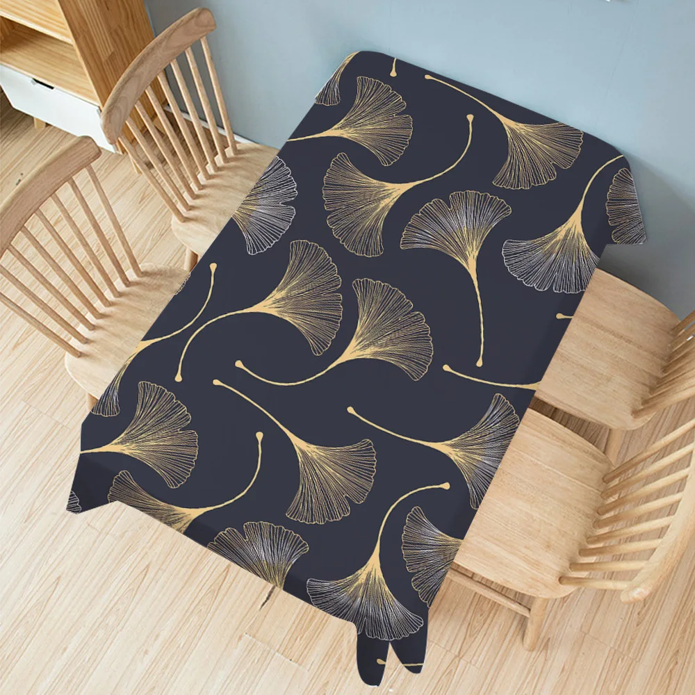 

Ginkgo Plant Printed Waterproof Tablecloth for Table Home Decoration Rectangular Dining Table Cover Mantel Mesa Nappe De Table