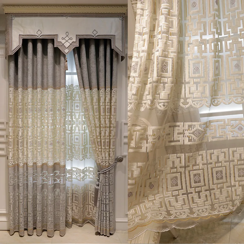 

Занавески s для гостиной, столовой, спальни, Новый китайский стиль, шениль, занавески на заказ, водорастворимые, вышитые, светонепроницаемые ...