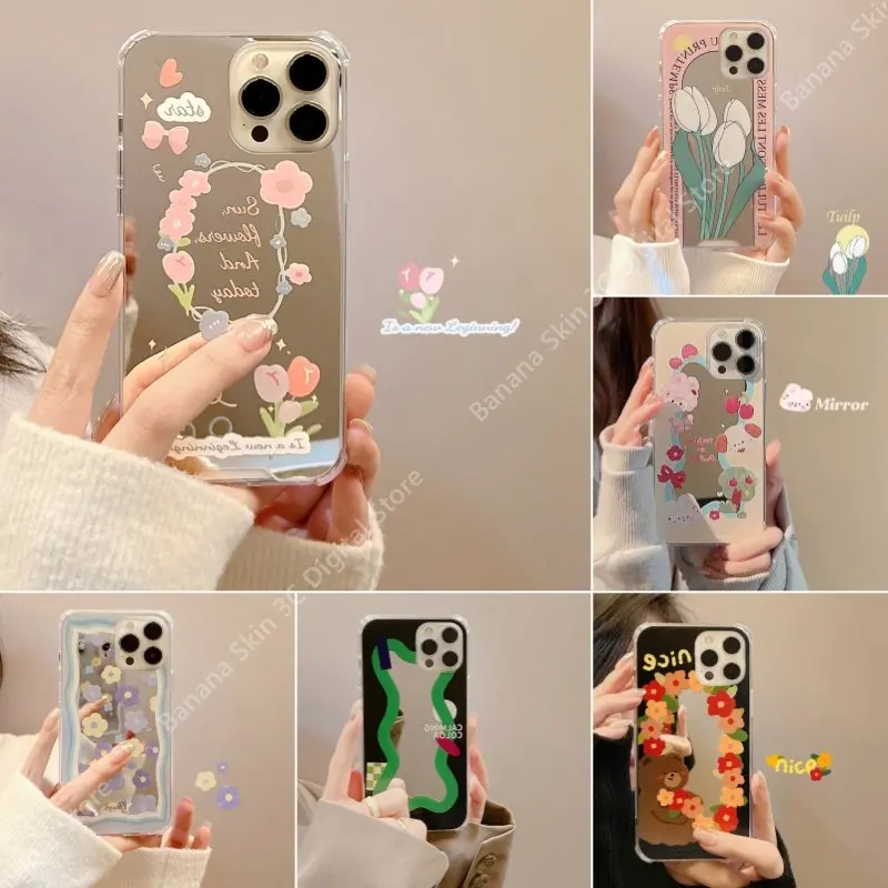

Personality Mirror Phone For Iphone 14 13 12 11 Xs Pro Max X XR 7 8 SE 2020 Mini Plus Case Precise Hole Position