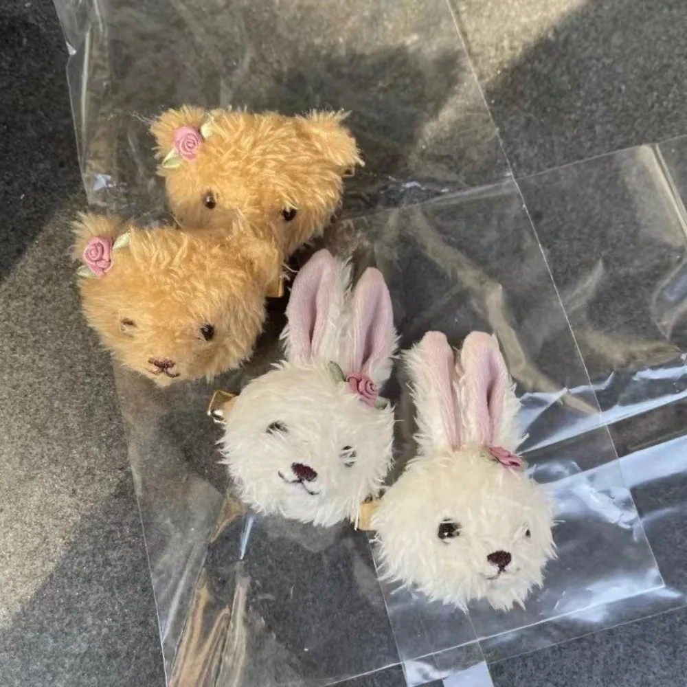 Заколка для волос в корейском стиле с кроликом и медведем милая заколка виде