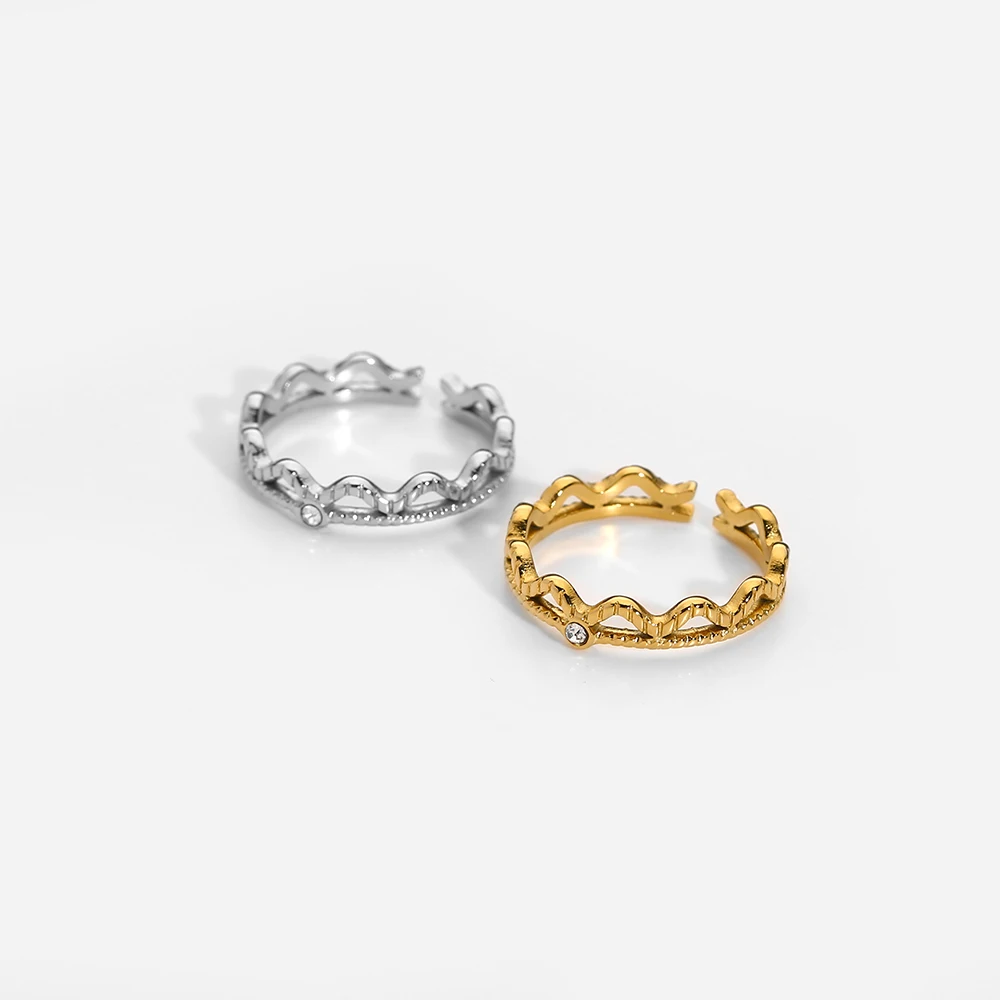 2022 Fashion New Jewelry Ladies Woman 14K Gold Silver Plated Stainless Steel Ring Crown Inlaid Zircon Ring Jewelry Gift Rings