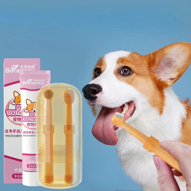 

Pet Toothpaste Edible Dog Cat Toothbrush Fresh Mouth Teeth Cleaning Care