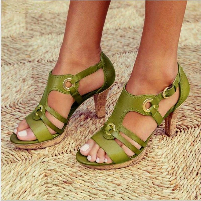 

Gladiator Open Peep Toe Women Sandals Summer Shoes For Women Shoes Heels Sandals Women Green Shoes Pumps Slipper Plus Size 34-43