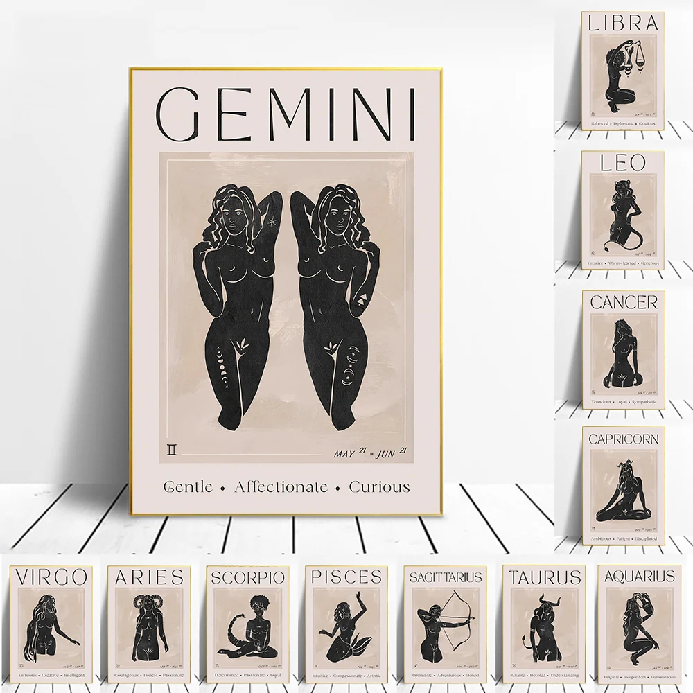 

Gemini Aries Sagittarius Sign Scorpio Cancer Leo Libra Virgo Aquarius 12 Zodiac Signs Posters Wall Art Prints Home Decor Canvas