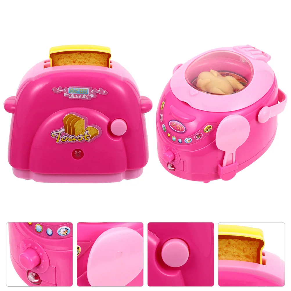 

2pcs Mini Rice Cooker Toaster Toys Kindergarten Nursery Small Kitchen Appliance Toy