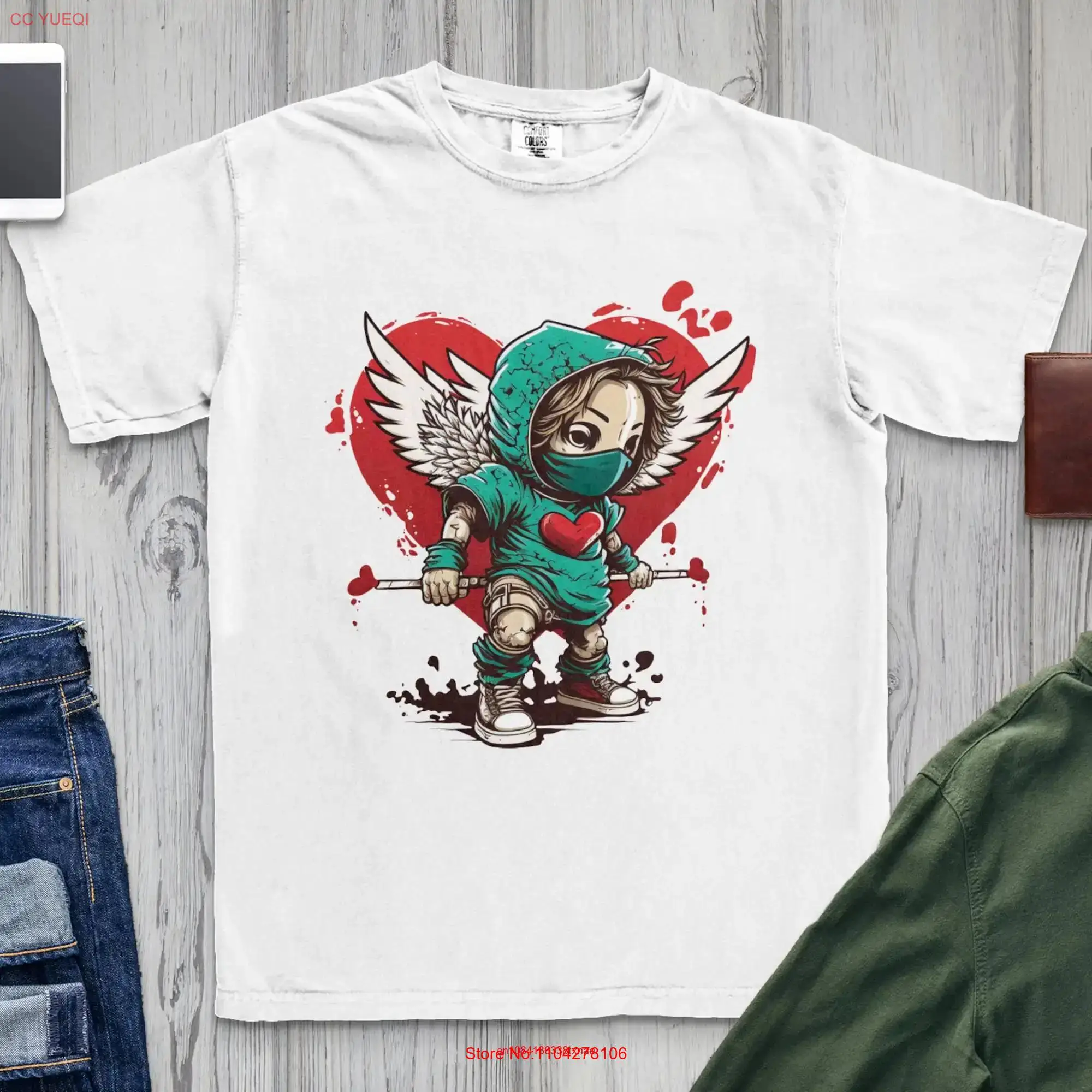Футболка Chibi Cupid на День святого Валентина уличная одежда в стиле граффити Love HearT с