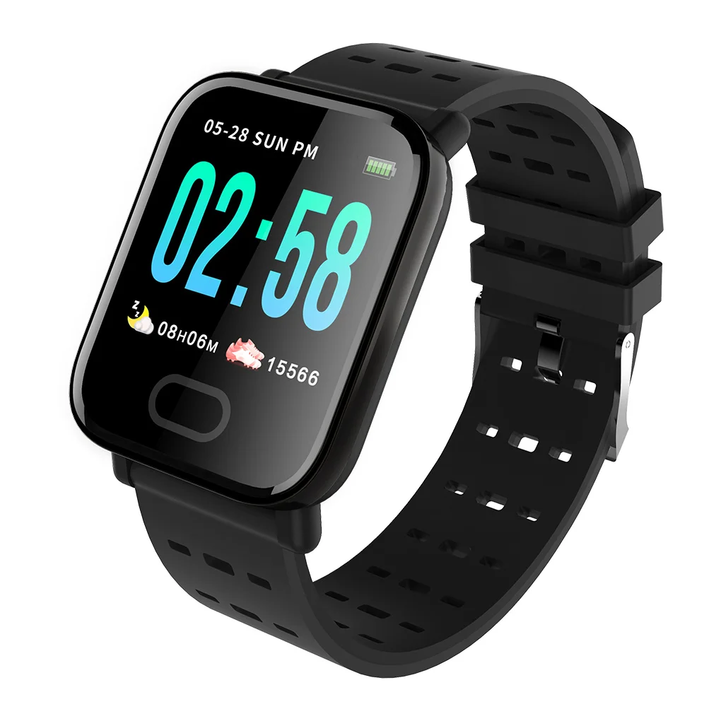 

1.3 Inch OLED Screen Waterproof Watch Blood Pressure Heart Rate Call Reminder Wristwatch, Black