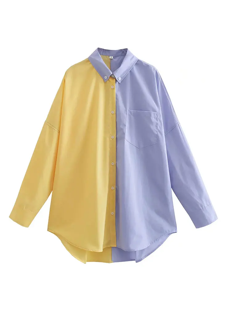 

Женская рубашка с отложным воротником Nlzgmsj ZBZA, Весенняя Свободная блузка с длинным рукавом, элегантные однобортные Топы 2022, 202203