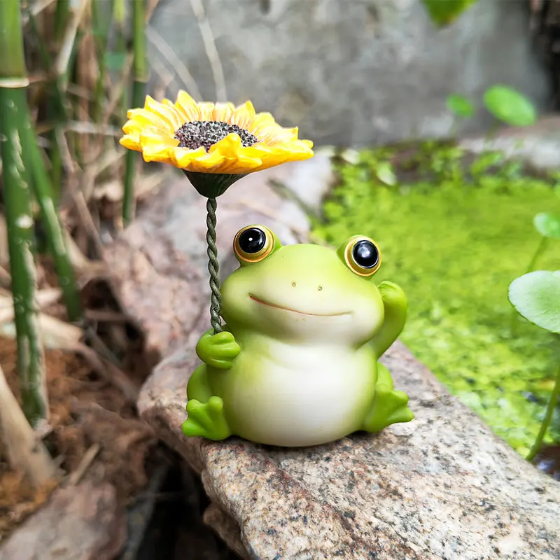 

Cartoon Little Frog Bunny Duck Decoration Office Computer Desktop Creative Potted Rockery Micro Landscape Resin Decoration