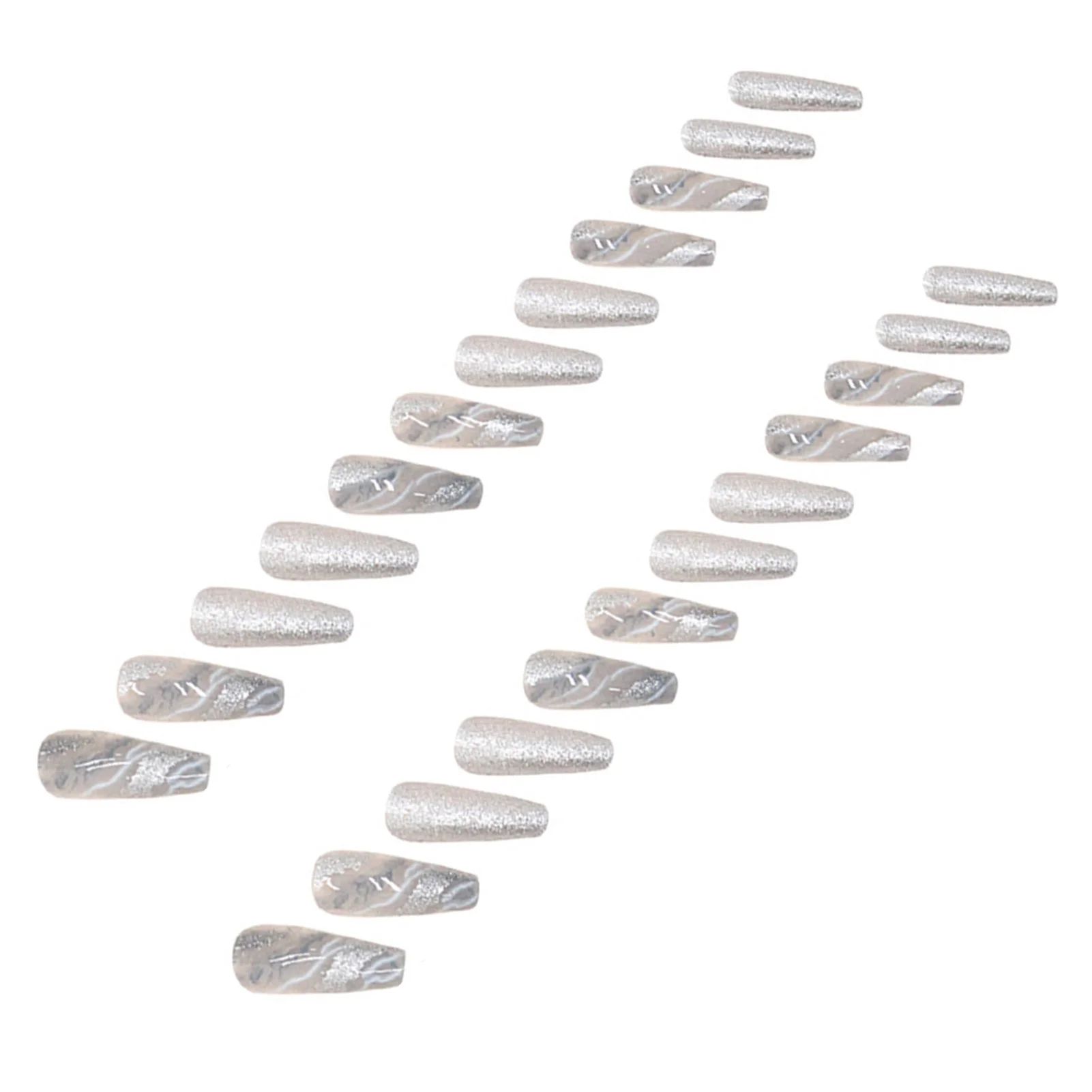 

Silver Flash Powder False Nails Charming Comfortable Wearing Nails for Professional Nail Salon