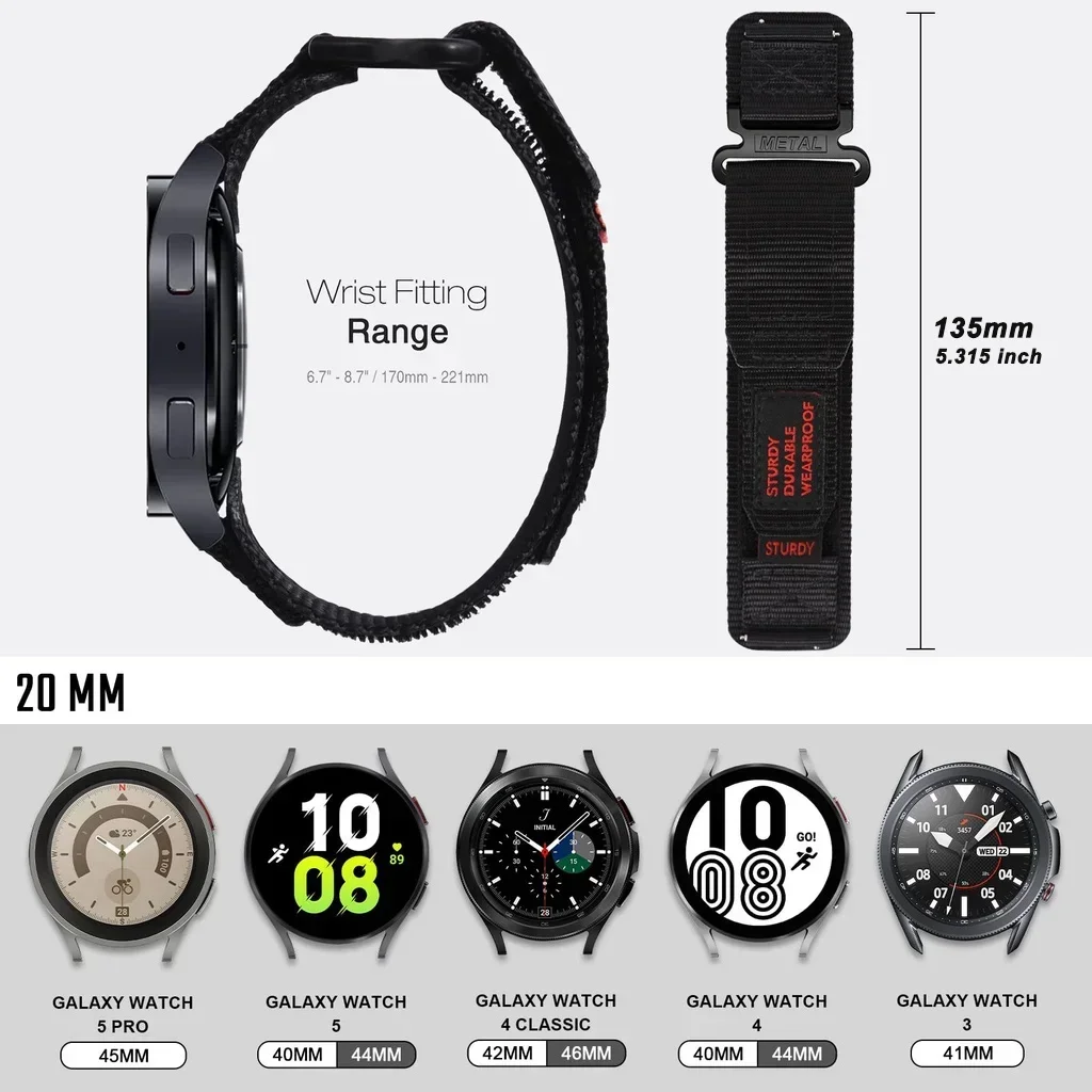 Фото Ремешок 20 22 мм для Huawei Watch GT 4 5 GT4 46 мм GT3 GT2 GT 3Pro 46 мм Нейлоновый ремешок для Samsung Galaxy Watch 7 6 4 5 Pro Ремешок для часов №5