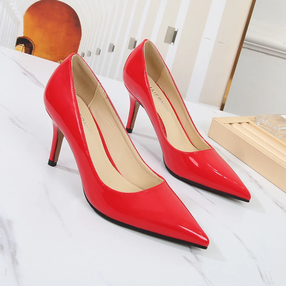 

Women's Pumps High Heels Patent Leather Stiletto 7.5CM 2022 Classic Sexy Lady Dress Wedding Party Woman Shoes Big Size 35-46