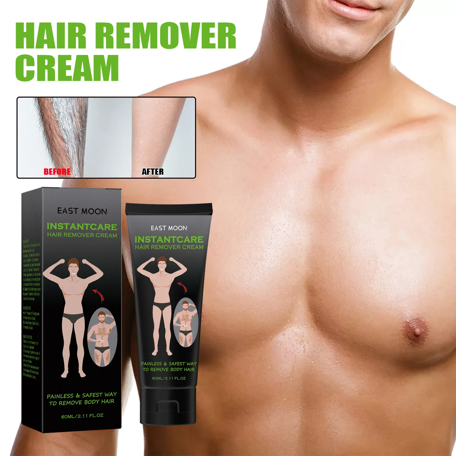 

Hair Removal Cream Quick Painless Chest Arms Legs Hair Remover Gentle Body Cleansing Rejuvenation Skin Fast Acting Depilatory