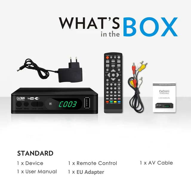 H.264 DVB-T2 Цифровой ТВ-Тюнер HD1080 DVB T2 Спутниковый Декодер.