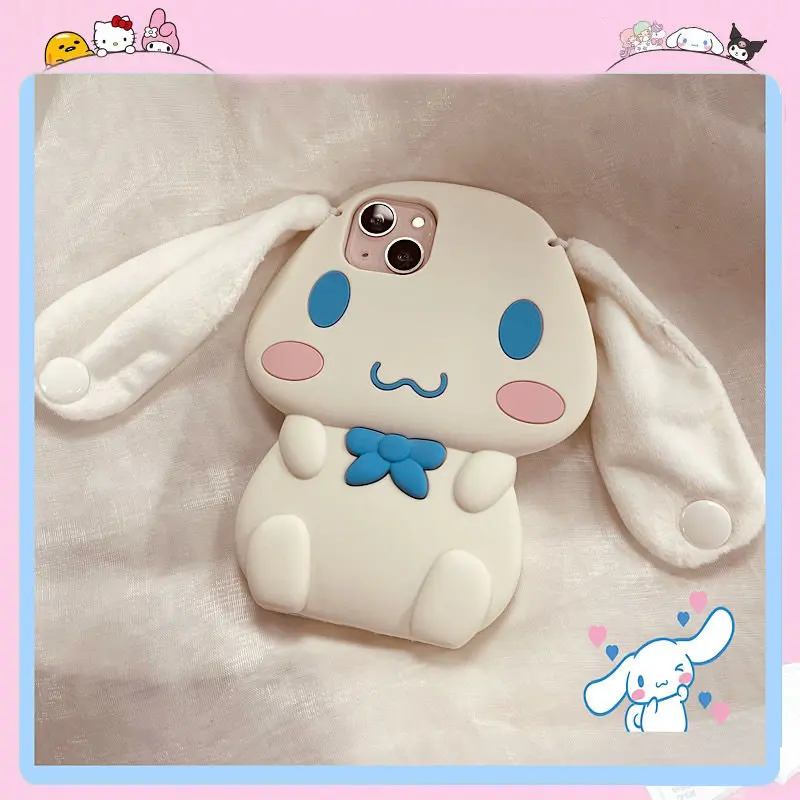 

Three-Dimensional Plush Ears Cinnamoroll Mobile Phone Shell for Iphone12promax Phone Case Apple 14pro Silicone 13pro Phone Case