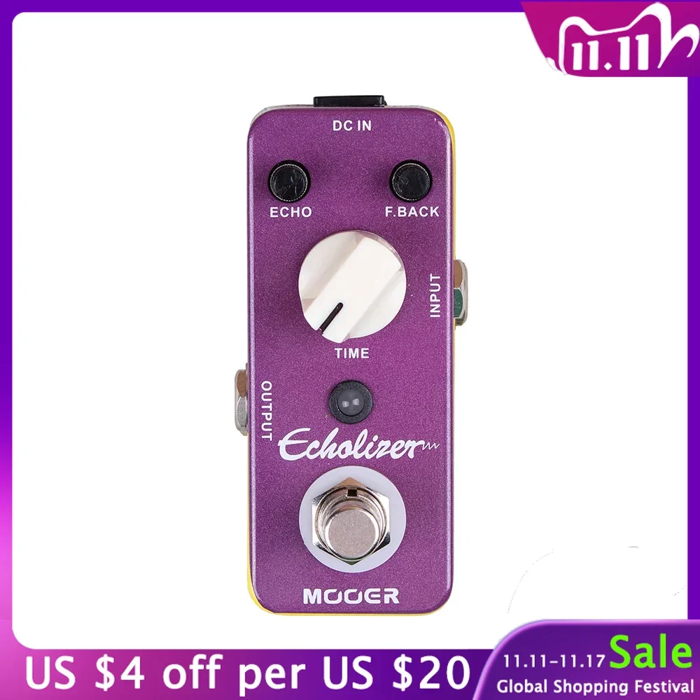 

MOOER Echolizer Guitar Effects Pedal Delay 25ms-600ms Delay Time True Bypass Metal Shell Micro Pedal Guitar Parts Accessories