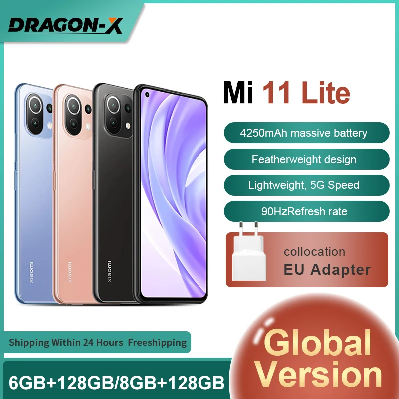 Глобальная версия Xiaomi Mi 11 Lite 5G мобильный телефон 8 ГБ ОЗУ 128 Гб ПЗУ Восьмиядерный