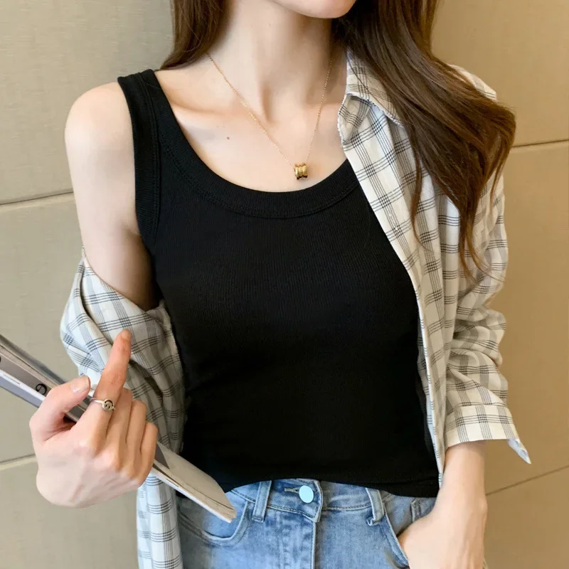 Женская майка с широкими бретелями и защитой от воздействия новинка 2024 летняя